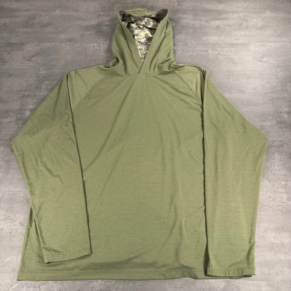 Habit Hoodie Mens Large Olive Green Camo Lightweight Outdoor Tactical Fishing - Picture 2 of 9
